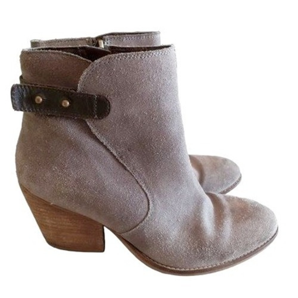 SAM EDELMAN BOOTIES LEATHER SIZE 6US‎ 38EU FRONT FLIPDOWN CUBAN HEEL